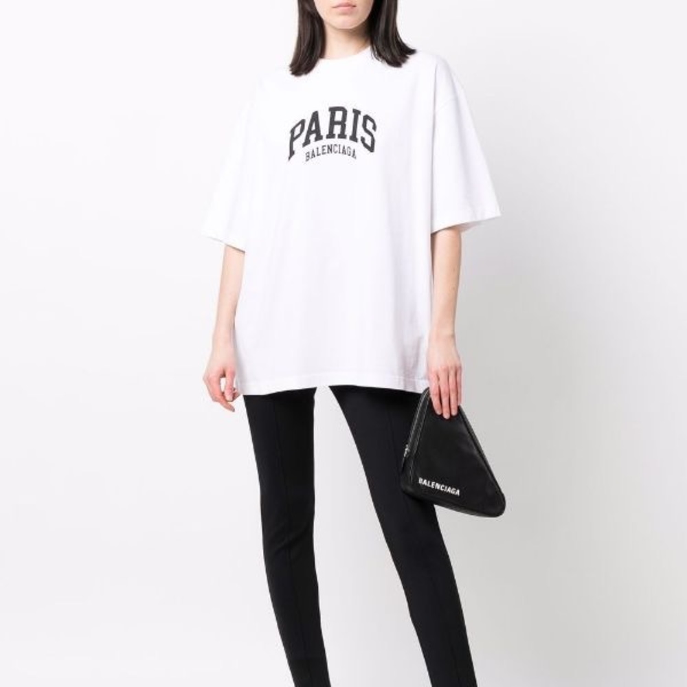 BALENCIAGA Cities Paris T-Shirt Medium Fit white / black vintage jersey SMALL - Picture 2 of 14